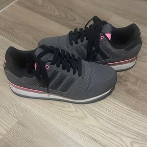 Adidas Women's Charcoal and Pink Sneakers